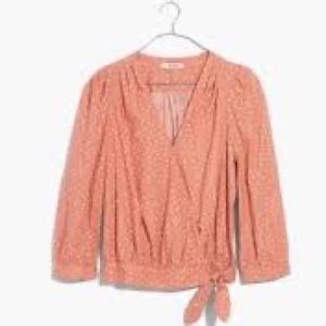 Madewell Wrap Top in Coral Star Scatter Sz S